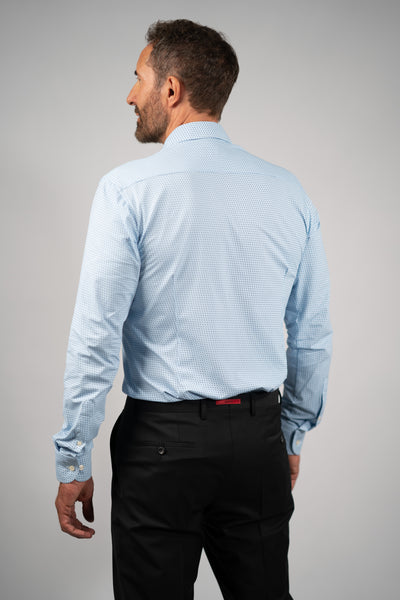 Eton skjorte lyseblå med blå prikker - contemporary