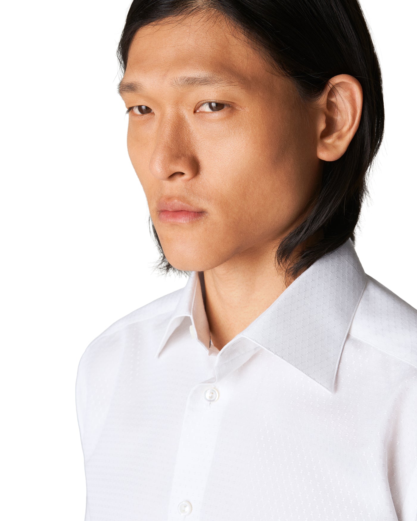 Eton skjorte i hvid med mønster - contemporary
