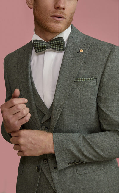 Roberto Vicentti - Grønt ensfarvet brudgommens jakkesæt i uld