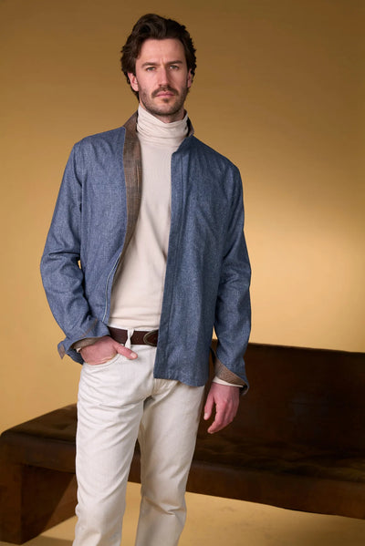 Doris Hartwich Overshirt – Blå/Brun kontrast