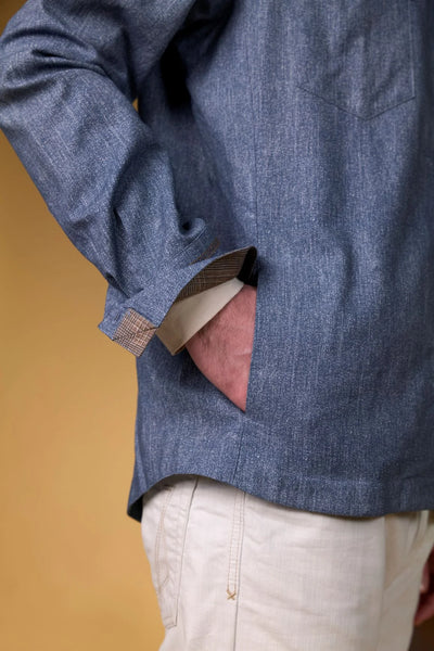 Doris Hartwich Overshirt – Blå/Brun kontrast