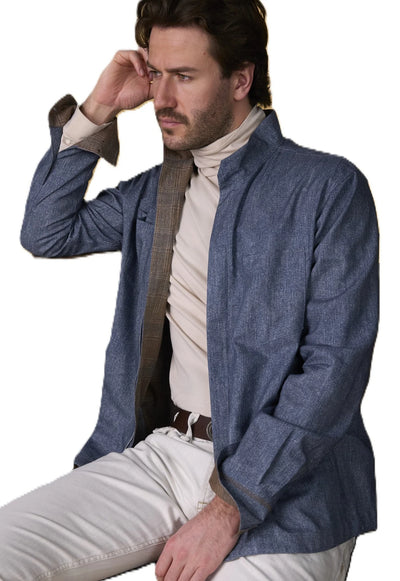 Doris Hartwich Overshirt – Blå/Brun kontrast