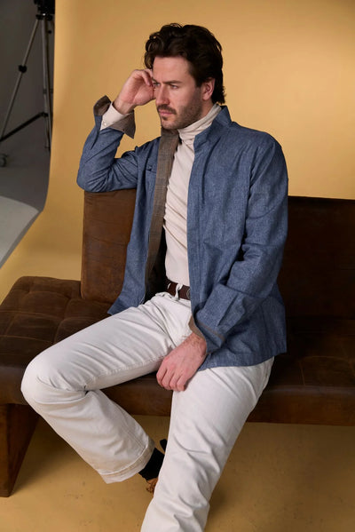 Doris Hartwich Overshirt – Blå/Brun kontrast