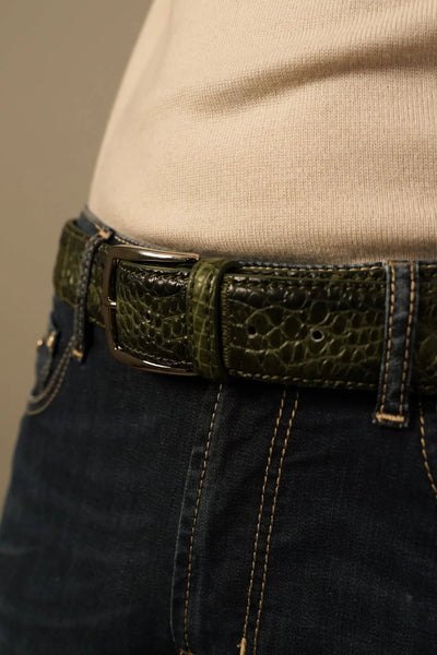 Biagini bælte i ægte krokodilleskind – grøn BIAGINI