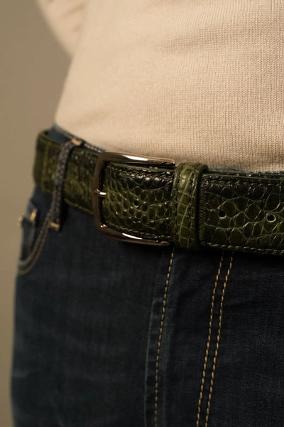 Biagini bælte i ægte krokodilleskind – grøn BIAGINI