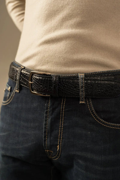 Biagini bælte i ægte krokodilleskind sort BIAGINI