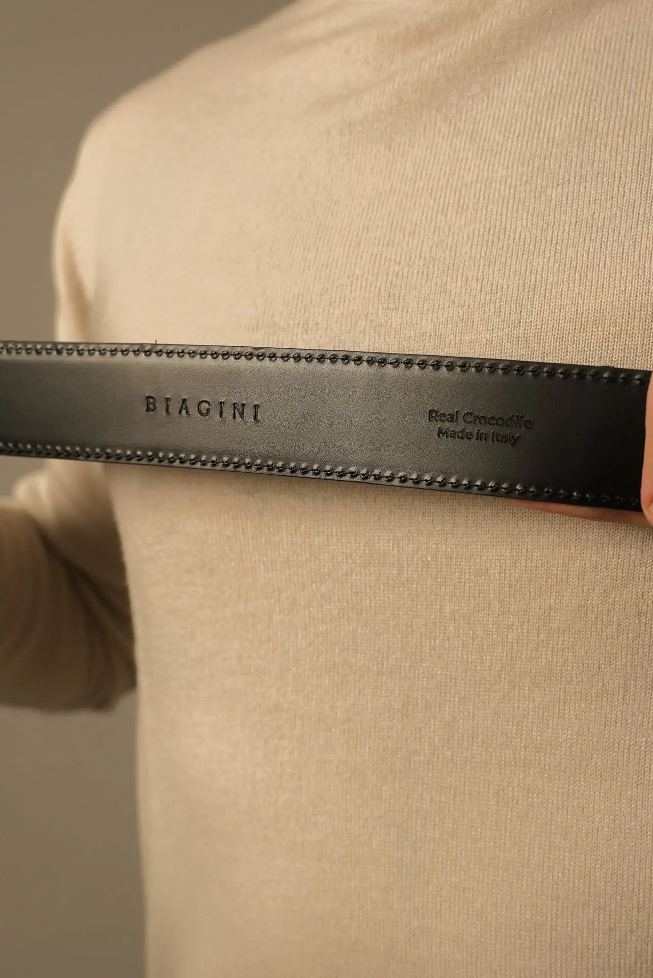 Biagini bælte i ægte krokodilleskind sort BIAGINI