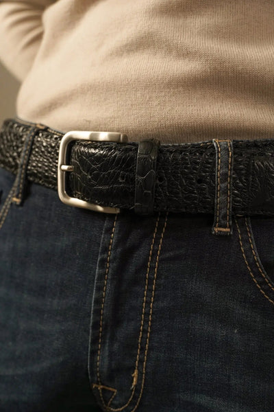 Biagini sort bælte i ægte krokodilleskind BIAGINI