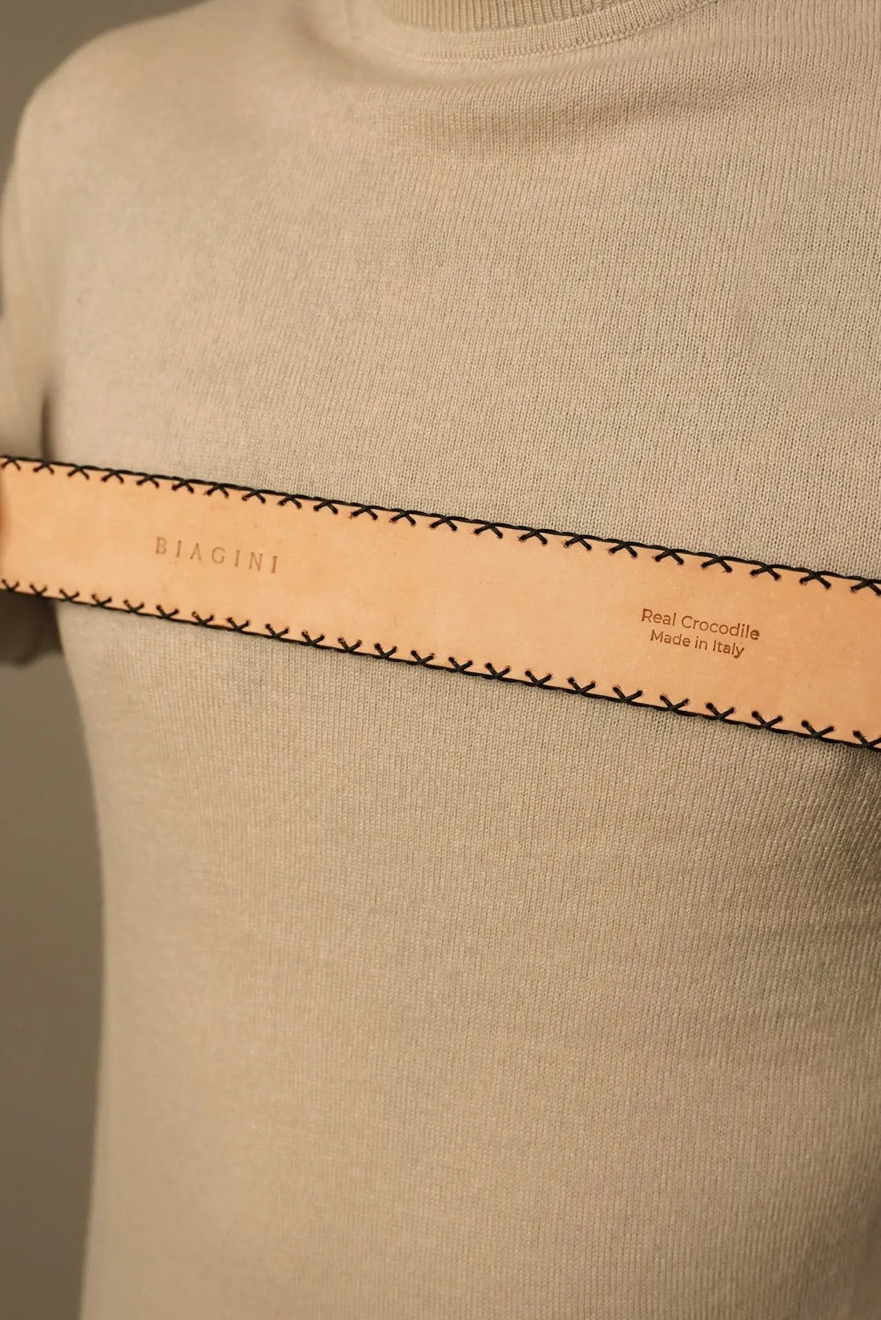 Biagini sort bælte i ægte krokodilleskind BIAGINI