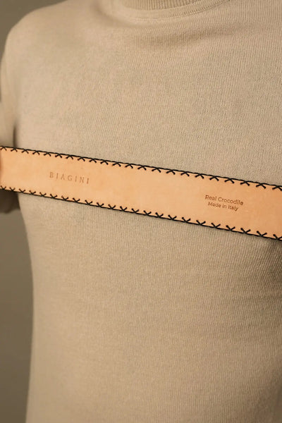 Biagini sort bælte i ægte krokodilleskind BIAGINI