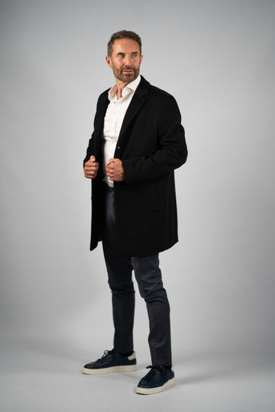 Roy Robson - Uld kashmir frakke i klassisk sort