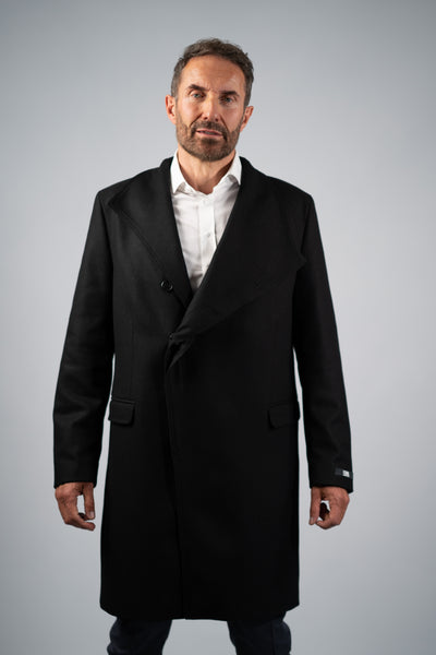 Karl Lagerfeld sort klassisk uldfrakke i Kashmir