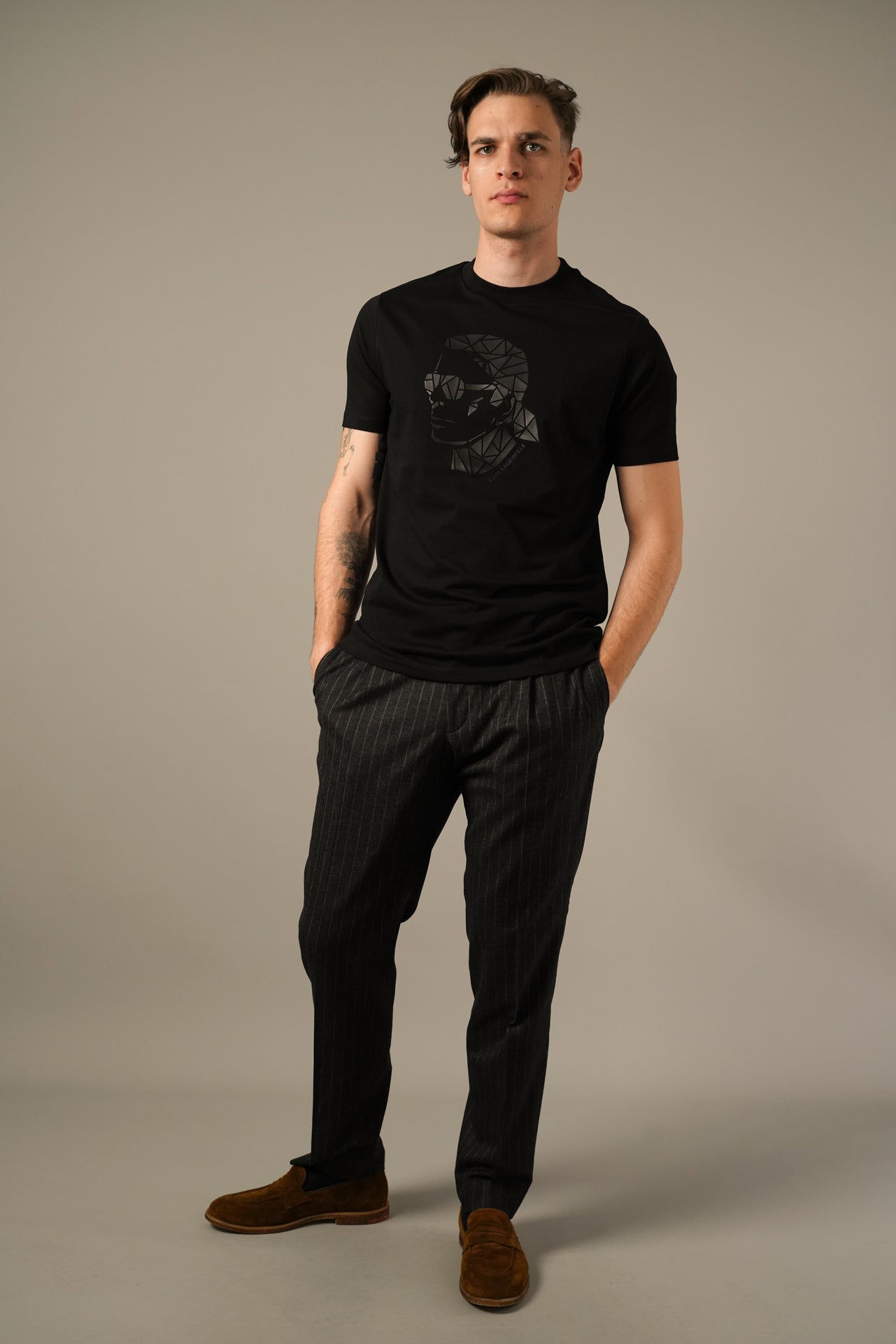 Karl Lagerfeld Sort T-shirt med Grafisk Print