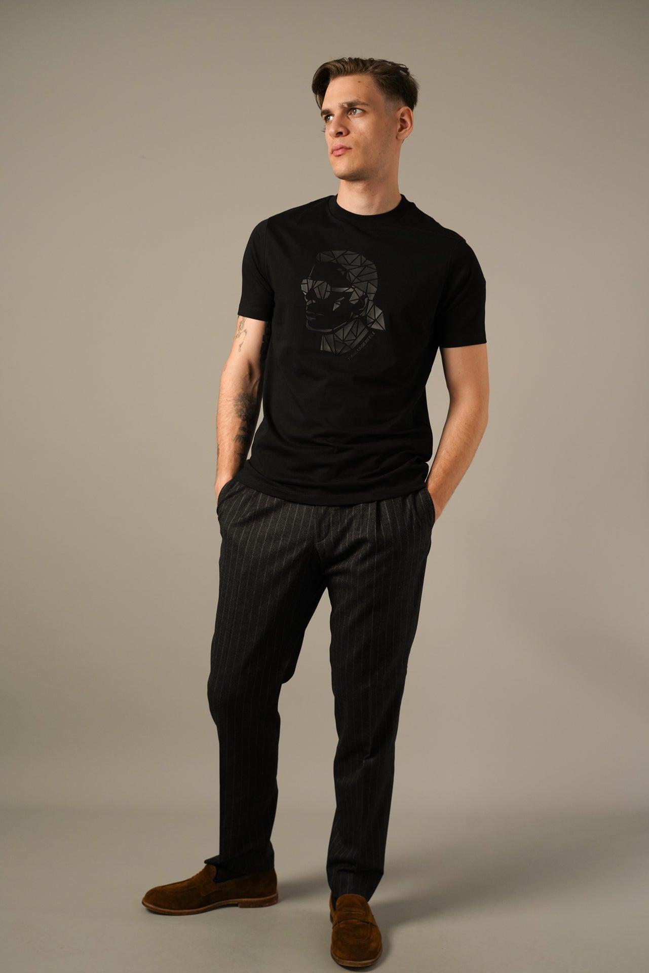 Karl Lagerfeld Sort T-shirt med Grafisk Print