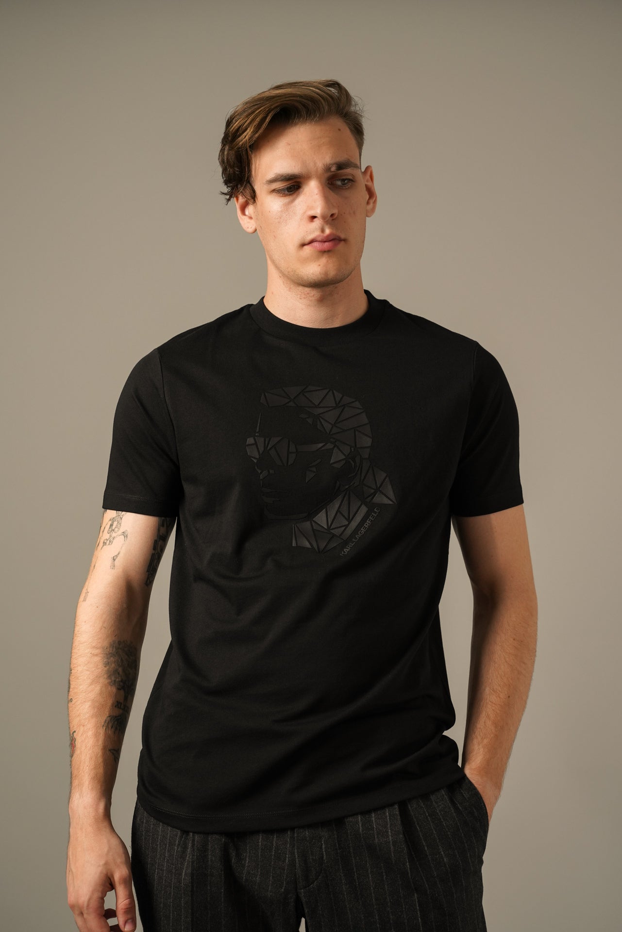 Karl Lagerfeld Sort T-shirt med Grafisk Print