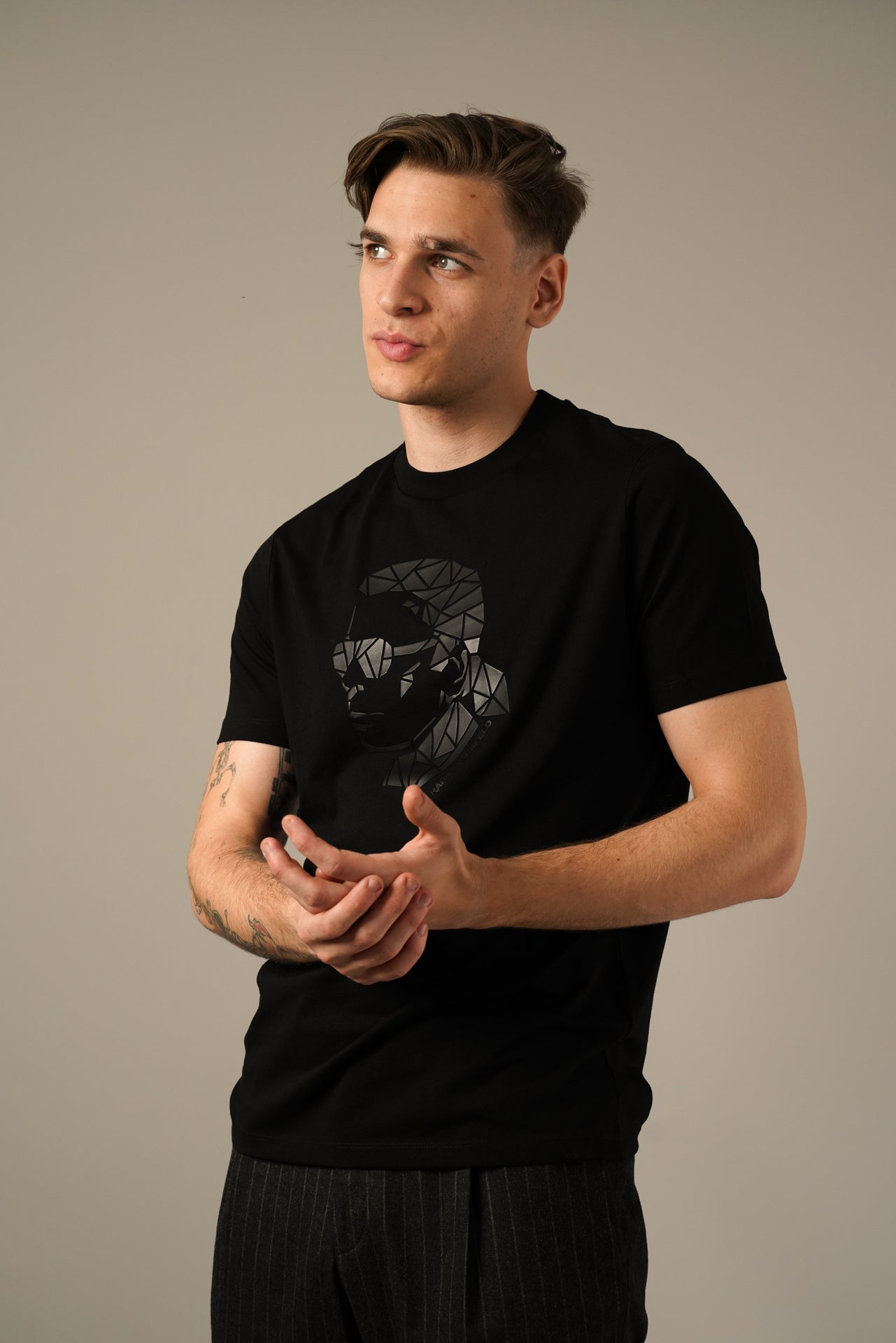 Karl Lagerfeld Sort T-shirt med Grafisk Print