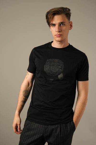 Karl Lagerfeld Sort T-shirt med Glitter Logo