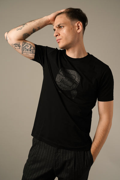 Karl Lagerfeld Sort T-shirt med Glitter Logo