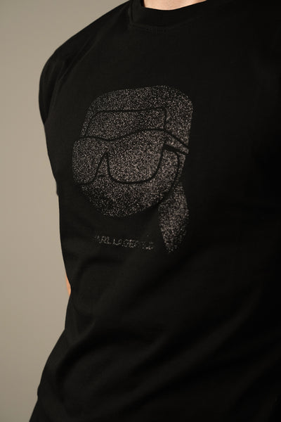 Karl Lagerfeld Sort T-shirt med Glitter Logo