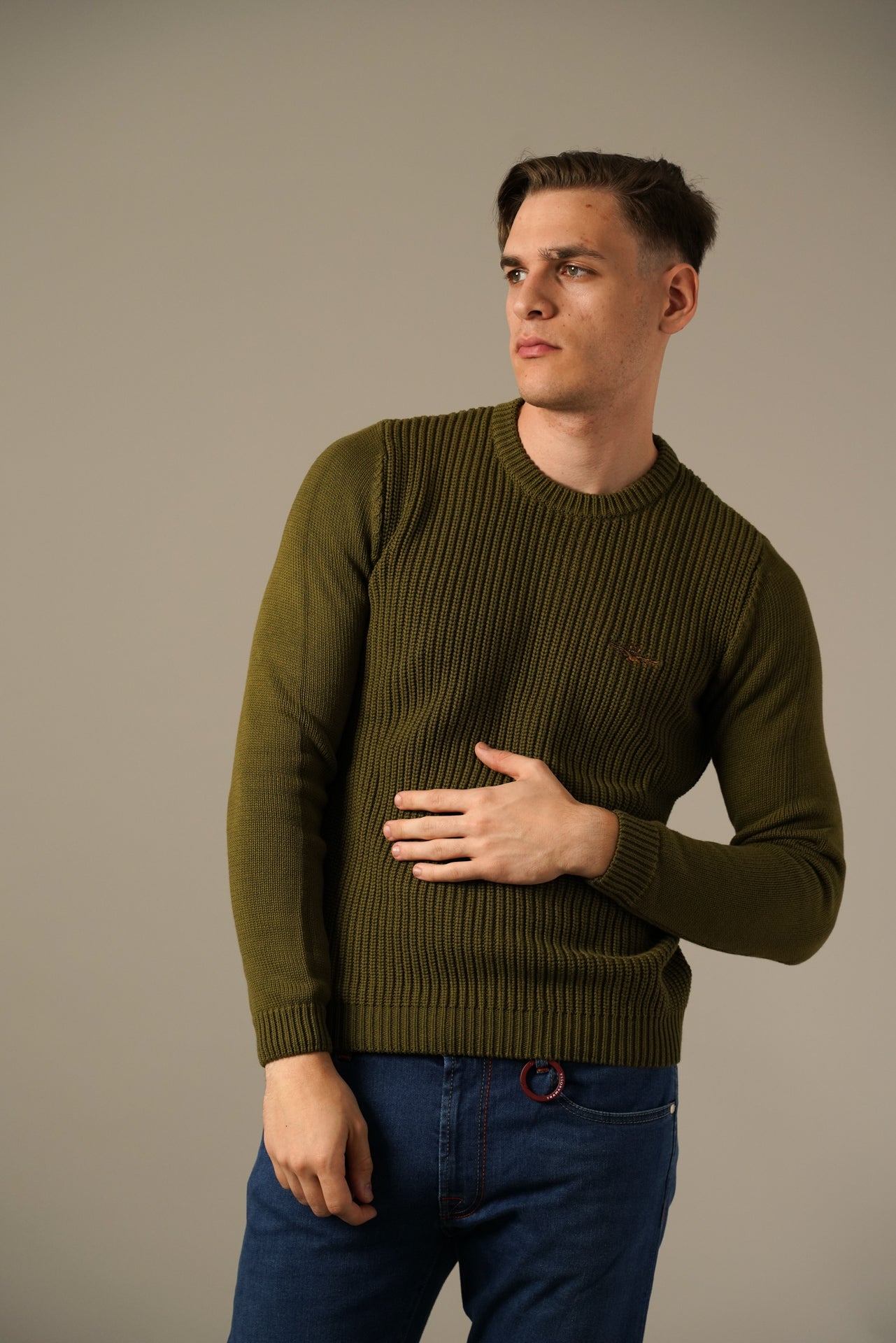 Aeronautica Militare Ribstrikket Crew Neck
