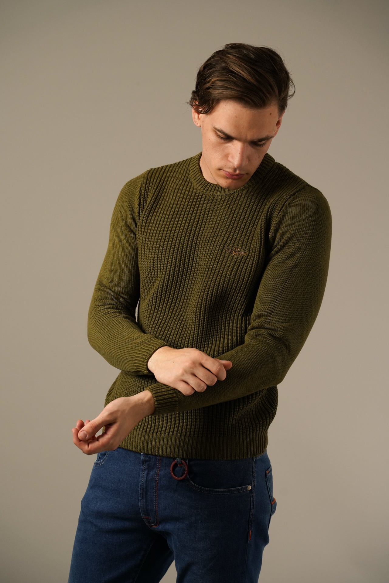 Aeronautica Militare Ribstrikket Crew Neck