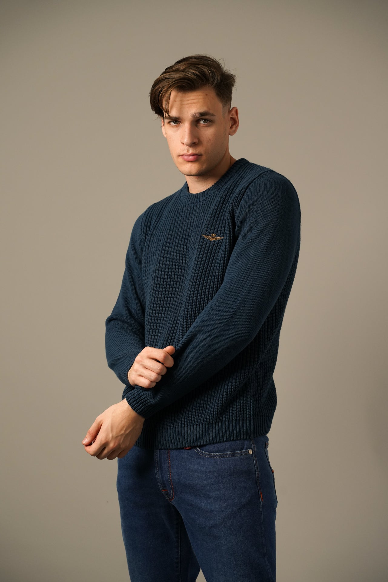 Aeronautica Militare Ribstrikket Crew Neck