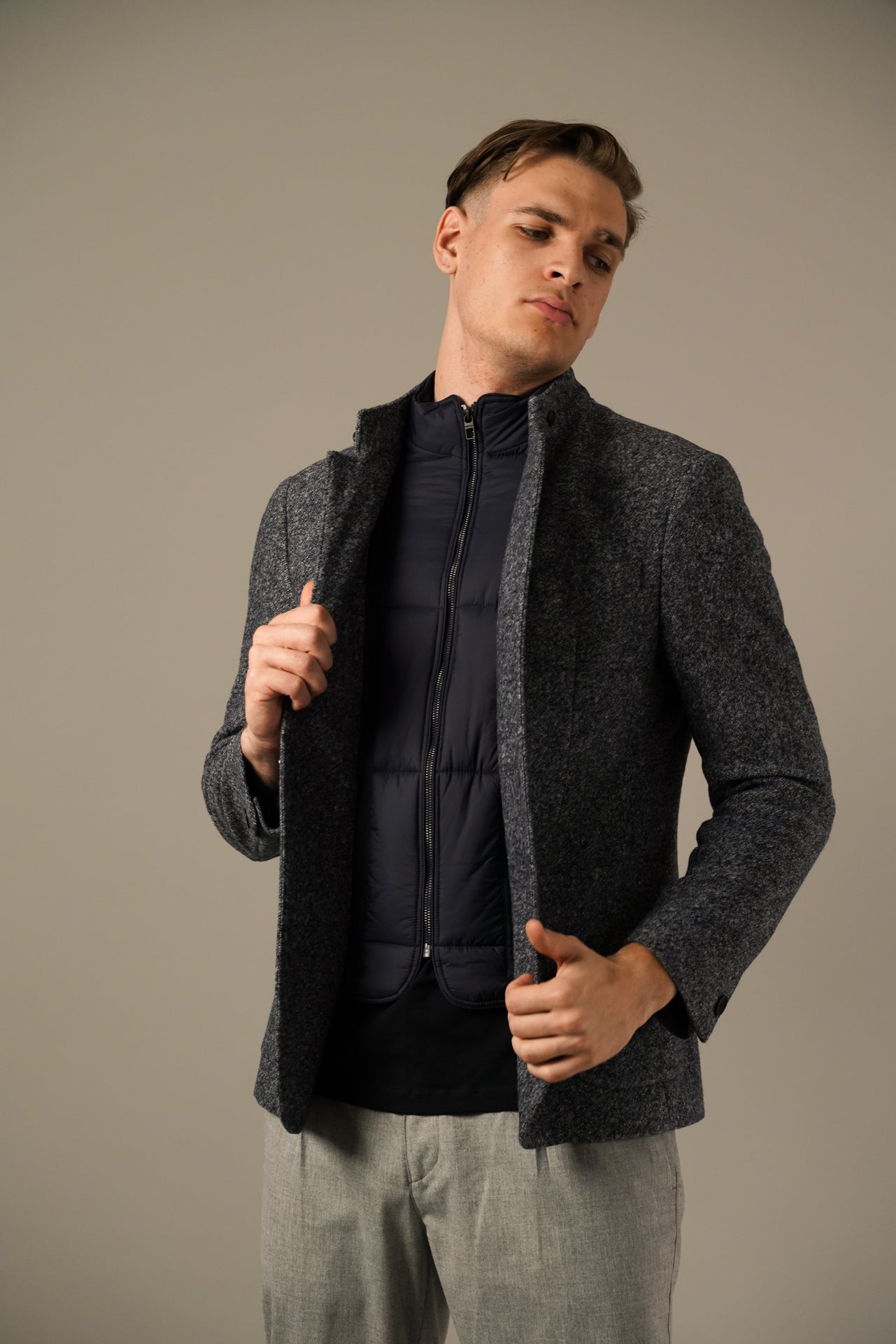Hechter meleret wool look blazer/jakke