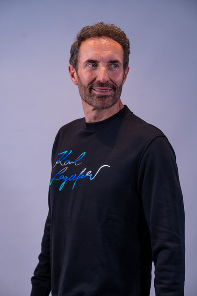 Karl lagerfeld sweatshirt med hvid/blå skrift