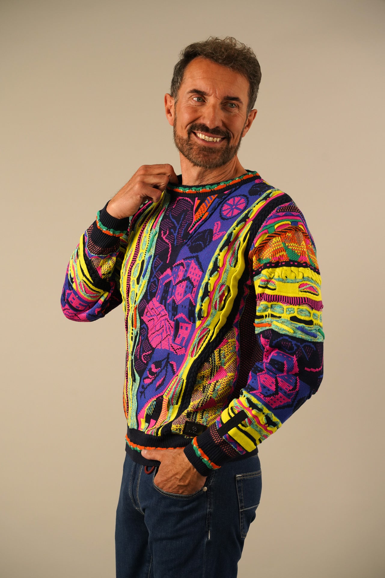 Carlo Colucci multicolor striktrøje