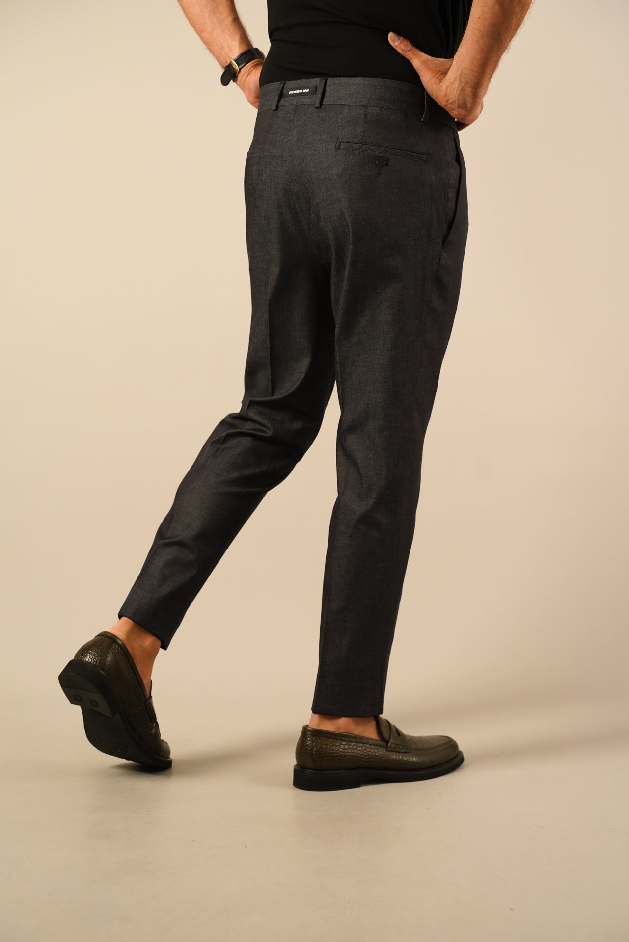 Karl Lagerfeld navy bukser – cropped tailored fit