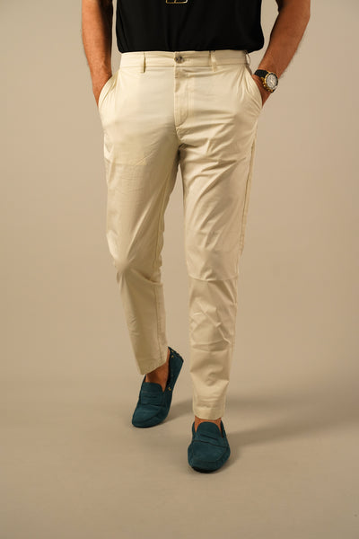 Hechter Paris – Cremehvide chinos i straight tapered fit