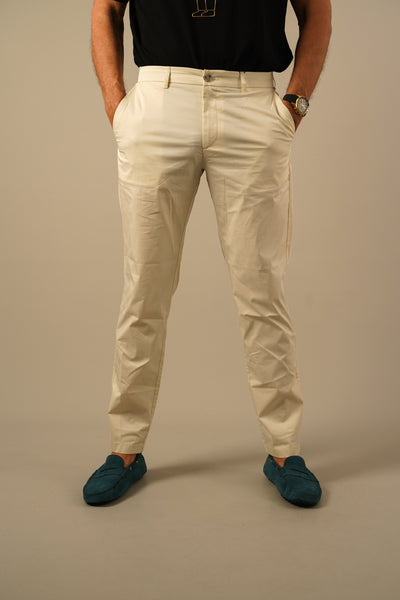 Hechter Paris – Cremehvide chinos i straight tapered fit