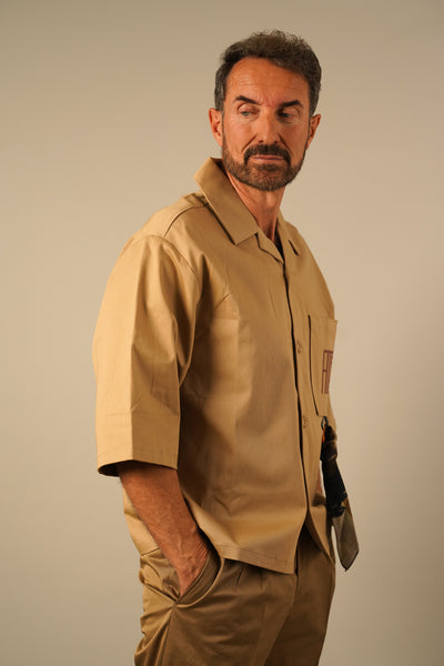 Alessandro Magno Oversize Overshirt – Sandfarvet