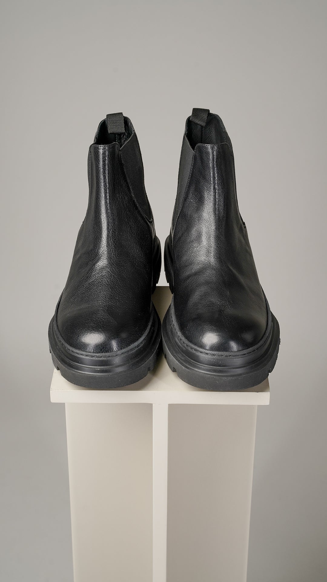 Antica Cuoieria sort chelsea støvle med høj gummisål