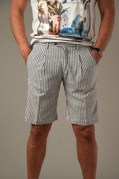 Bsettecento Striped recycle Linen Shorts