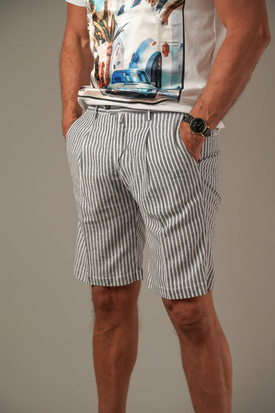 Bsettecento Striped recycle Linen Shorts