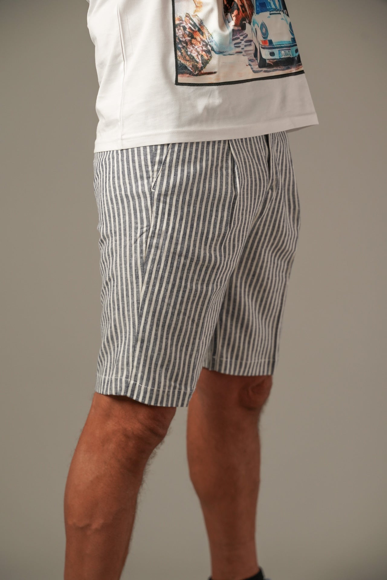 Bsettecento Striped recycle Linen Shorts