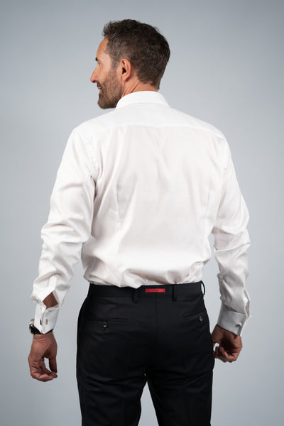 Eton skjorte i hvid med dobbelt manchet - slimfit