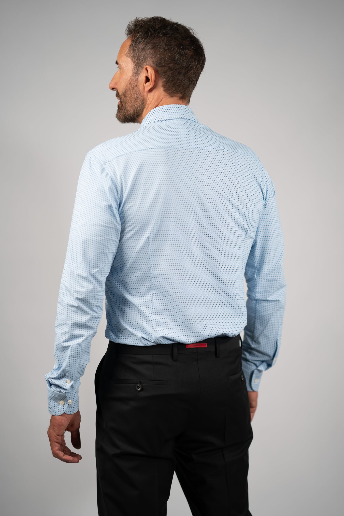 Eton skjorte lyseblå med blå prikker - slimfit