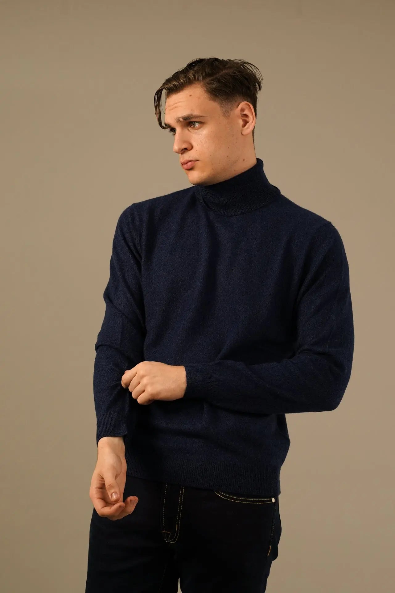 Golman Copenhagen Cashmere Rullekrave Strik – Navy Golman Copenhagen