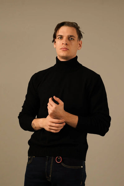 Golman Copenhagen Cashmere Rullekrave Strik – Sort Golman Copenhagen