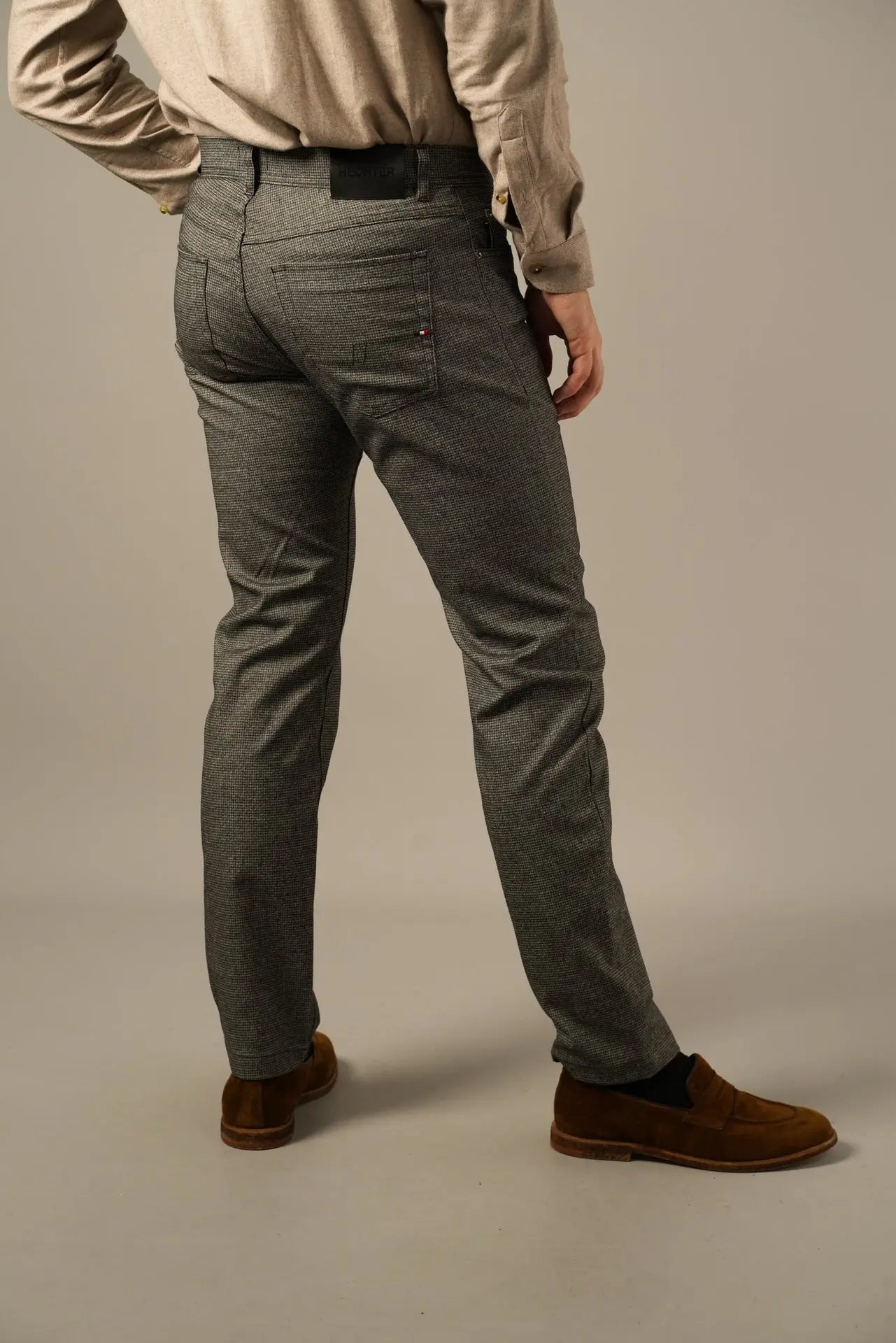 Hechter klassiske herrebukser i brun struktur hechter