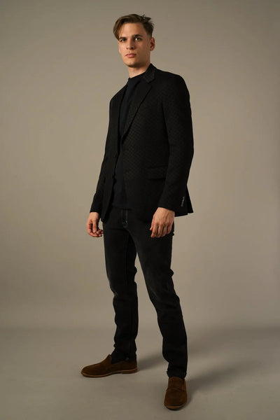 Karl Lagerfeld Eksklusiv Sort Blazer med Tonet Mønstret Struktur Karl Lagerfeld