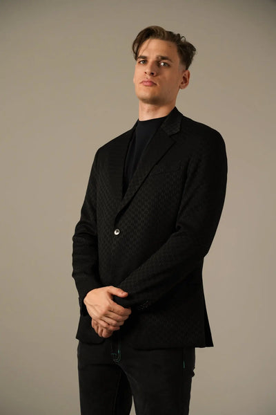 Karl Lagerfeld Eksklusiv Sort Blazer med Tonet Mønstret Struktur Karl Lagerfeld