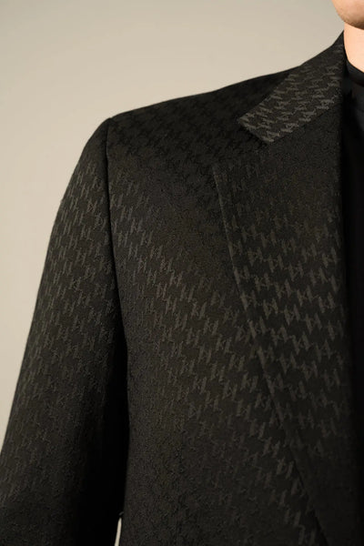 Karl Lagerfeld Eksklusiv Sort Blazer med Tonet Mønstret Struktur Karl Lagerfeld