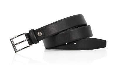 Klassisk sort kalveskinds bælte med mønst Golman Copenhagen