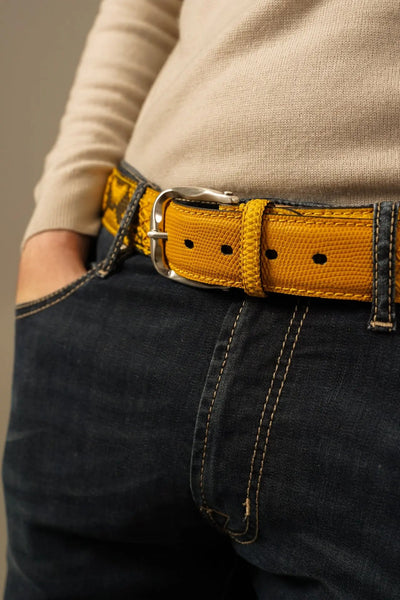 Paolo Vitale Bælte – Gult i Eksklusiv Python, Krokodille og Firben Paolo Vitale