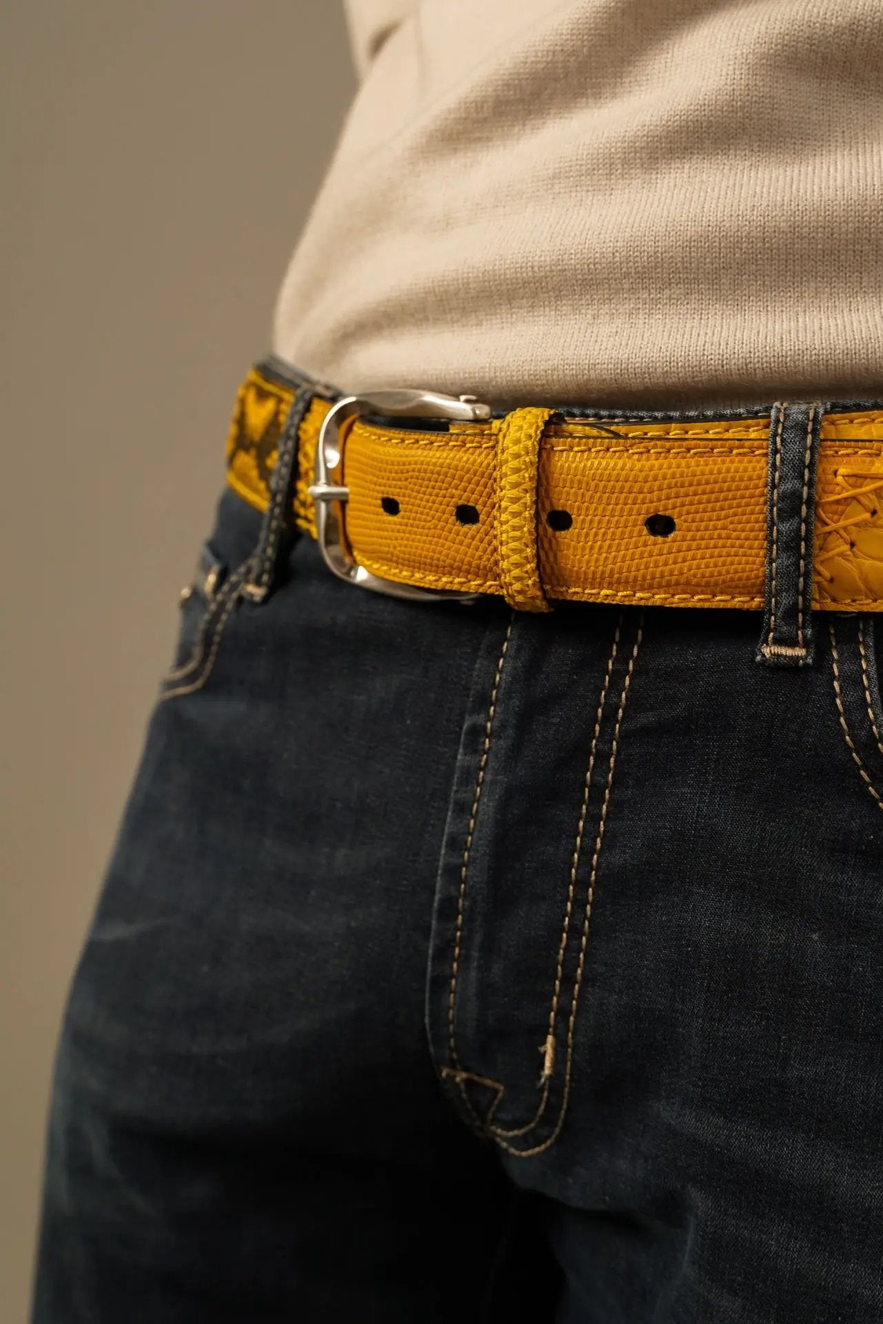 Paolo Vitale Bælte – Gult i Eksklusiv Python, Krokodille og Firben Paolo Vitale