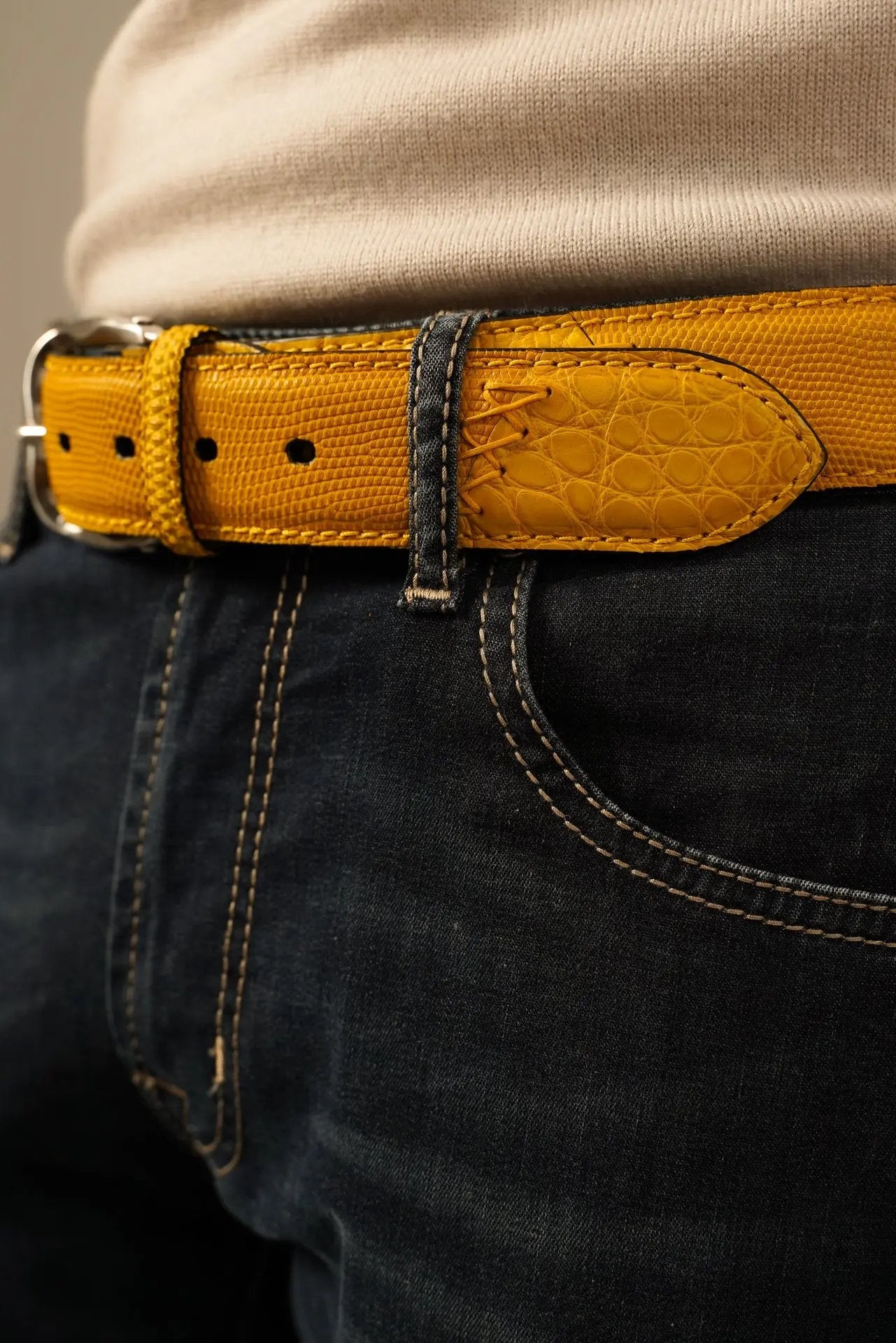 Paolo Vitale Bælte – Gult i Eksklusiv Python, Krokodille og Firben Paolo Vitale