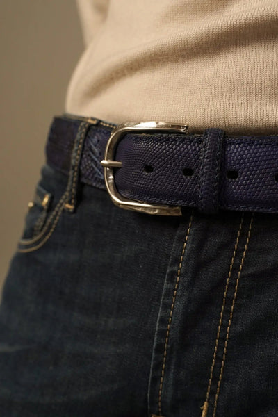 Paolo Vitale inkblå bælte i eksotisk skind Paolo Vitale